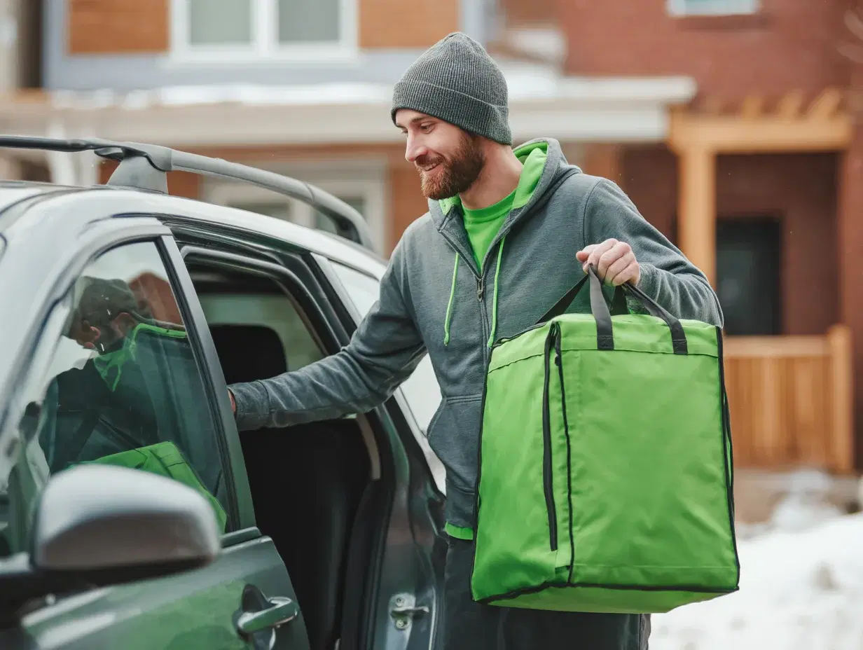 Delivery driver with food orders