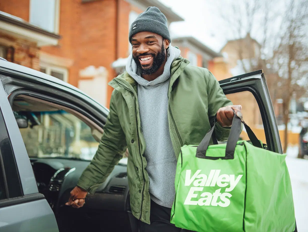 Valley Eats courier delivering food
